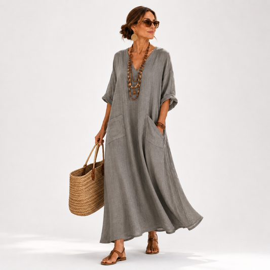 Valentina | Caftan Gris Uni