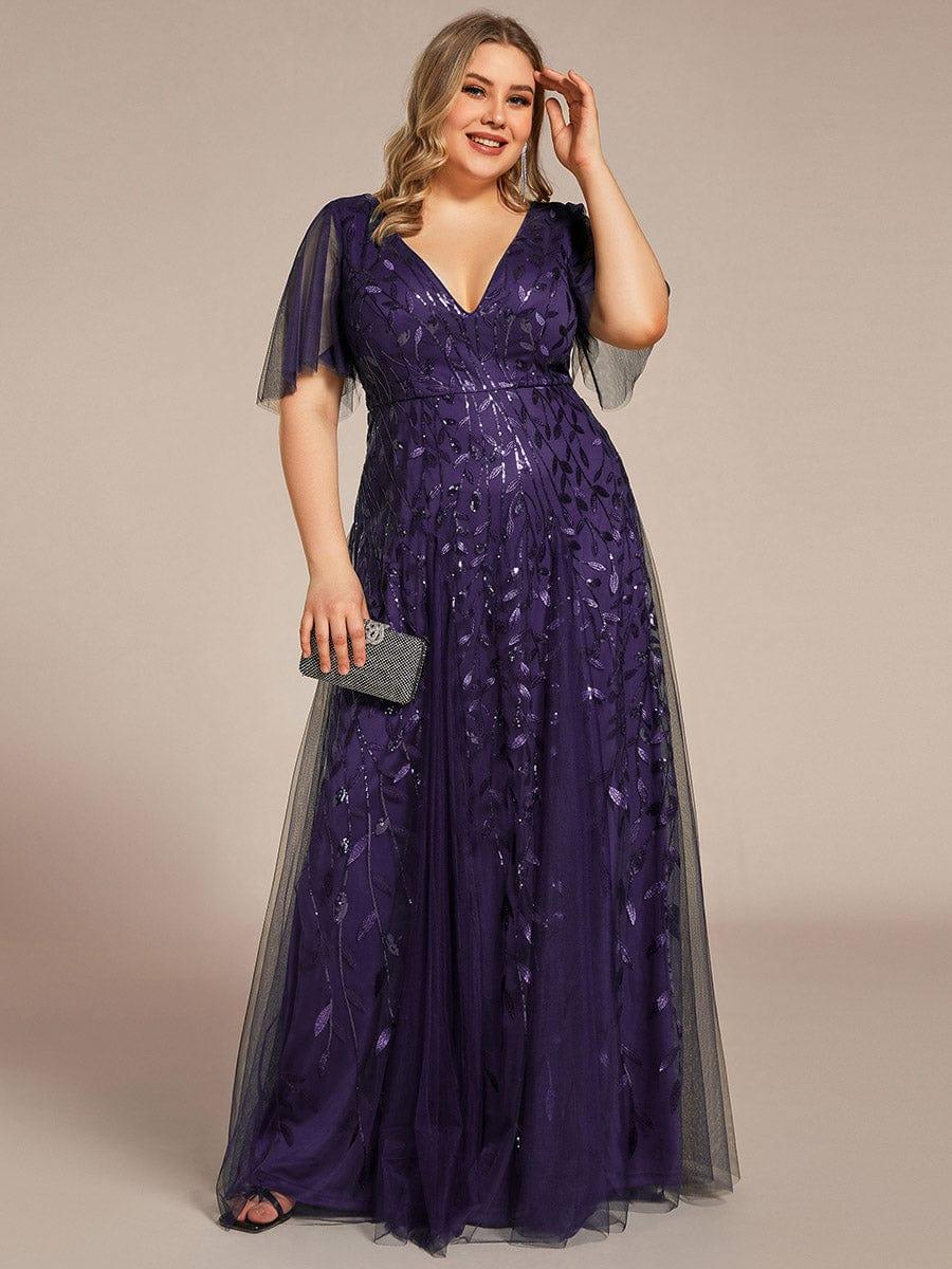 Robe Longue de Soirée Éclatante à Volants et Col en V Romantique