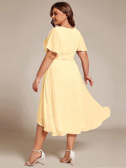 ever EDEN|Flowy Chiffon Round Neckline A-Line Knee Length Wedding Guest Dress