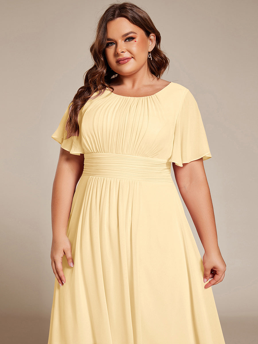 ever EDEN|Flowy Chiffon Round Neckline A-Line Knee Length Wedding Guest Dress