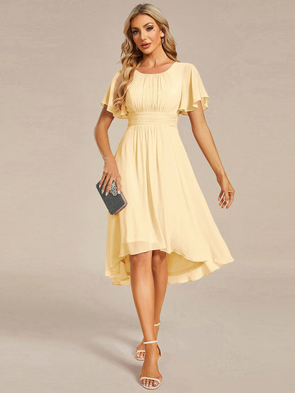 ever EDEN|Flowy Chiffon Round Neckline A-Line Knee Length Wedding Guest Dress