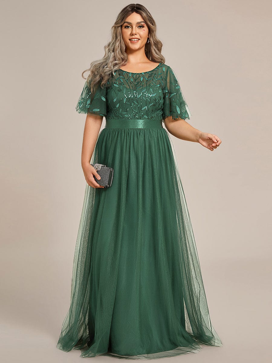 ever SAPHIR|Women's A-Line Short Sleeve Embroidery Floor Length Wedding Guest Dresses