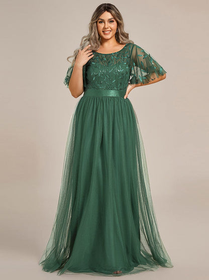 ever SAPHIR|Women's A-Line Short Sleeve Embroidery Floor Length Wedding Guest Dresses