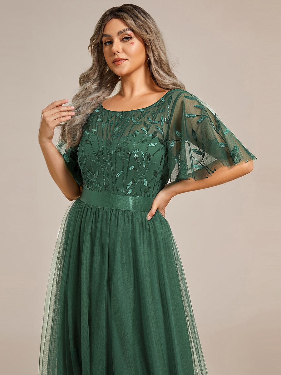ever SAPHIR|Women's A-Line Short Sleeve Embroidery Floor Length Wedding Guest Dresses