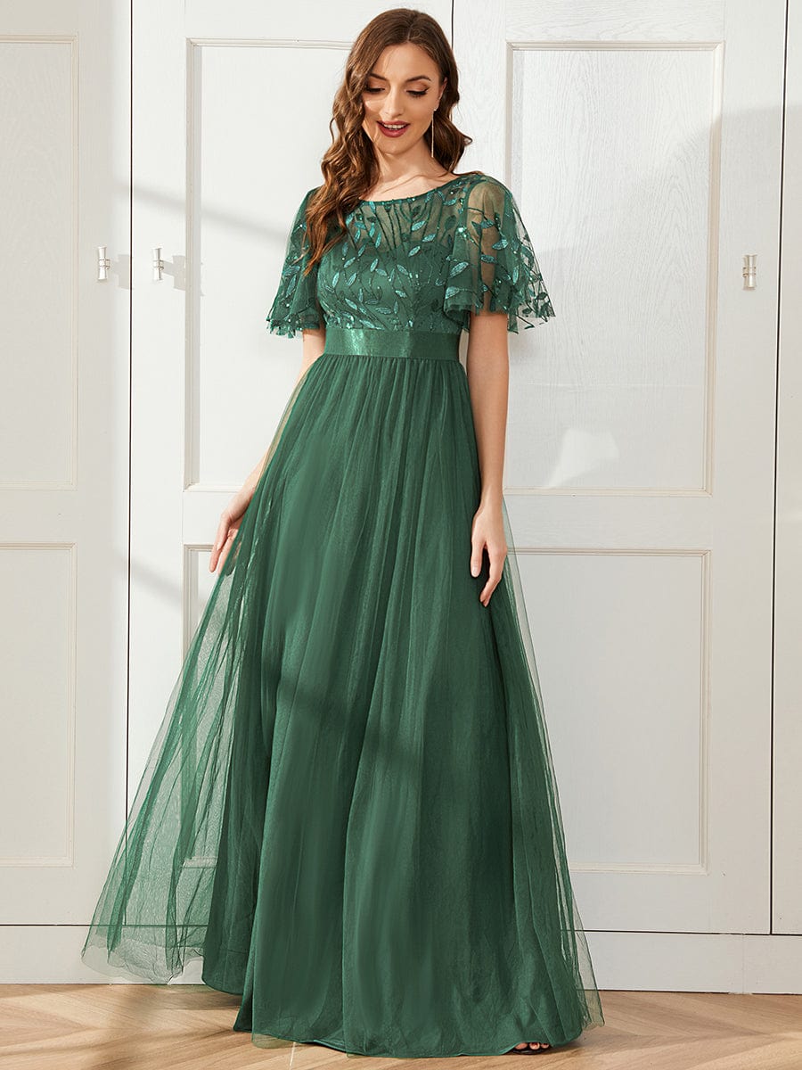 ever SAPHIR|Robes de cérémonie longues à manches courtes et broderies A-Line