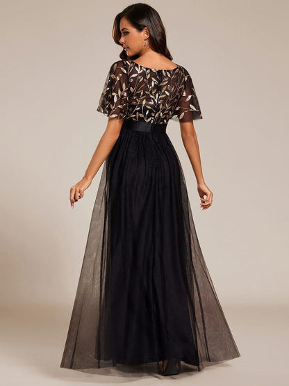 ever SAPHIR|Robes de cérémonie longues à manches courtes et broderies A-Line
