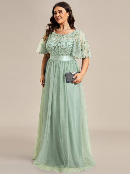 ever SAPHIR|Robes de cérémonie longues à manches courtes et broderies A-Line
