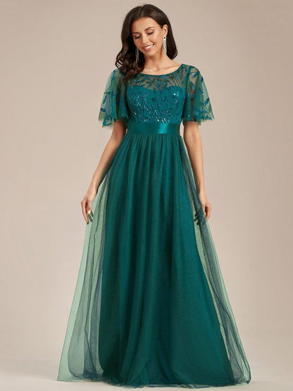 ever SAPHIR|Robes de cérémonie longues à manches courtes et broderies A-Line