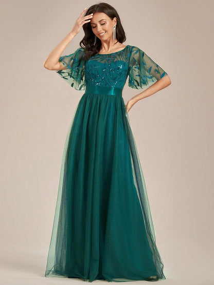 ever SAPHIR|Robes de cérémonie longues à manches courtes et broderies A-Line