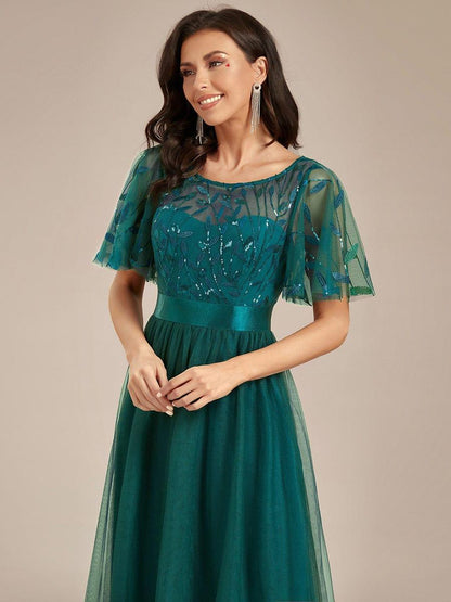 ever SAPHIR|Robes de cérémonie longues à manches courtes et broderies A-Line
