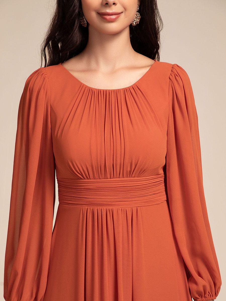 ever CELESTE|Chiffon Long Sleeve Pleated Floor Length Dress