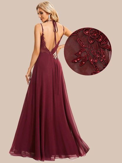 ever RUBY|Multiway Chiffon and Lace Open Back Bridesmaid Dress with Spaghetti Straps