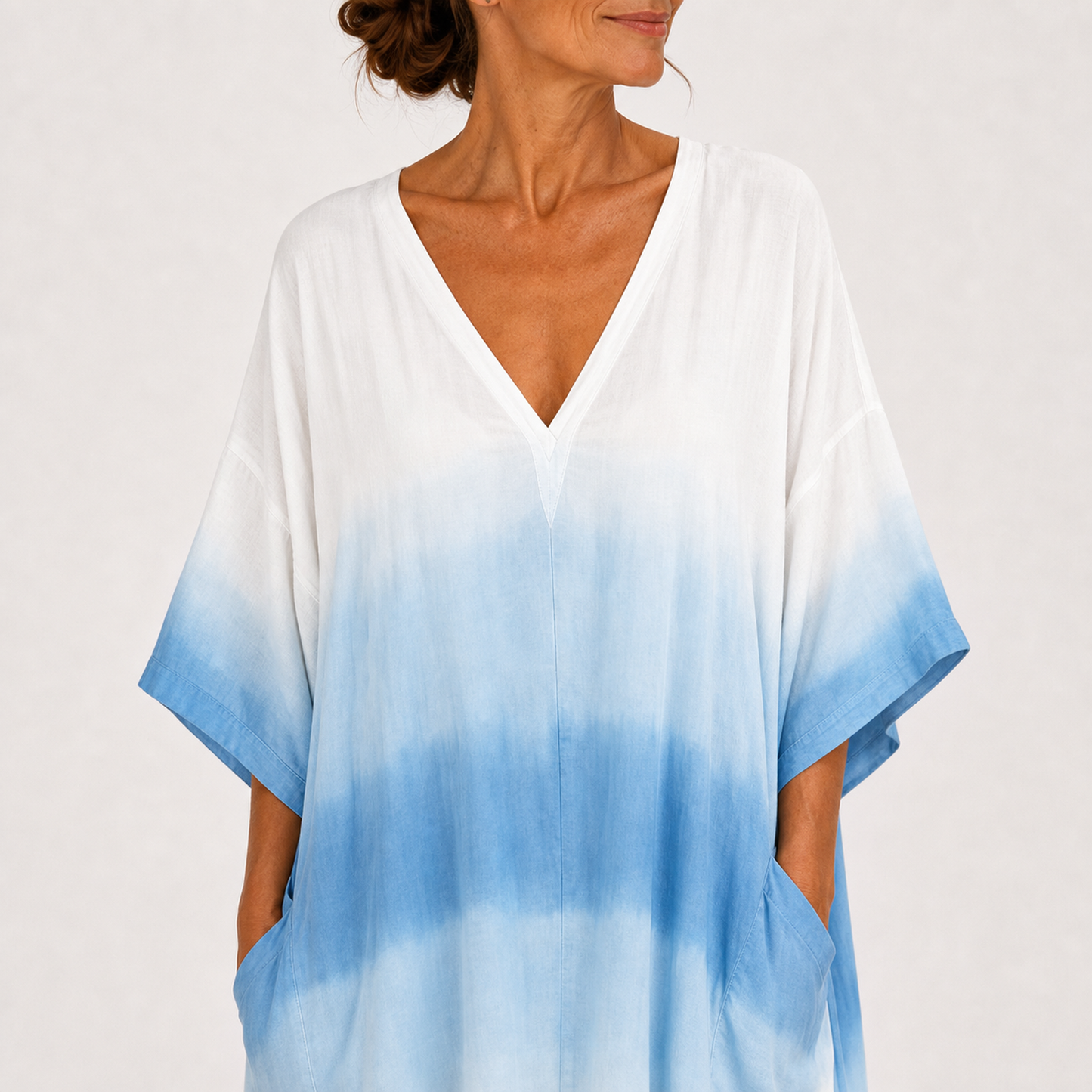 Jamila | Caftan Long en Dégradé Bleu