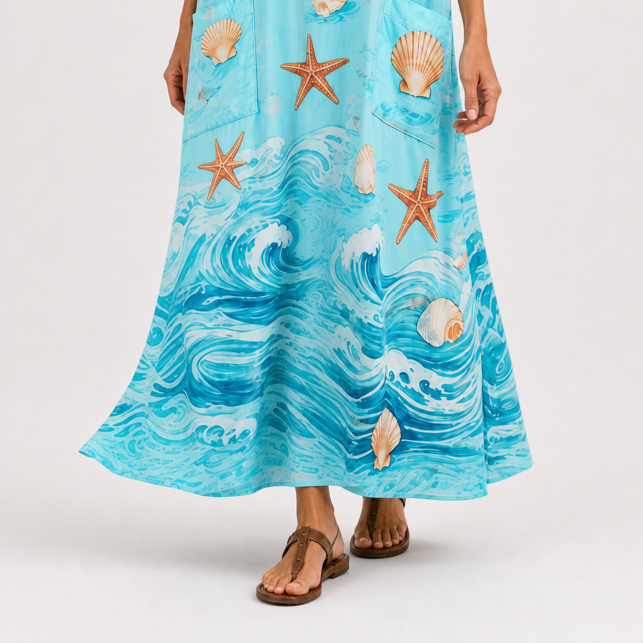 Chloe | Caftan Long Turquoise et Marine