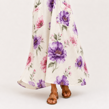 Inés | Caftan Blanc à Imprimé Floral