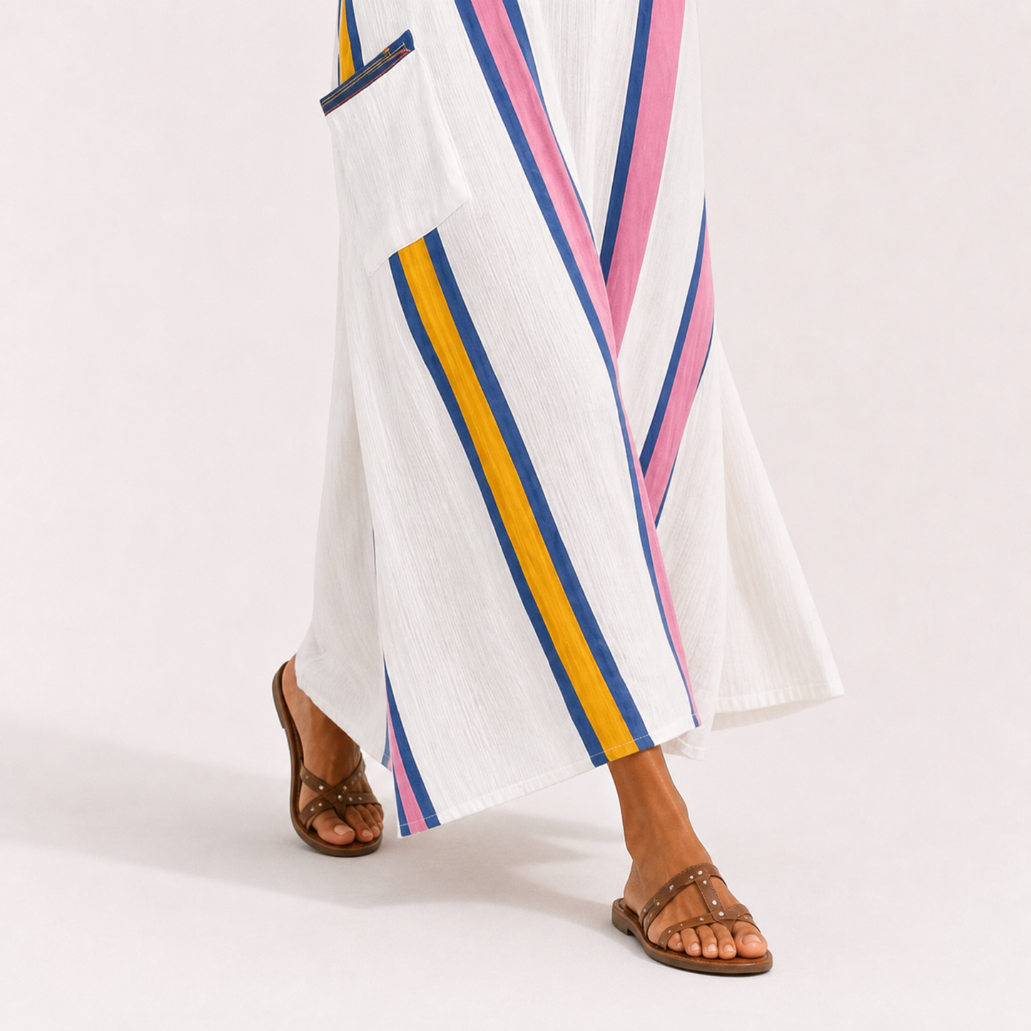 Sara | Caftan Blanc à Imprimé Multicolore