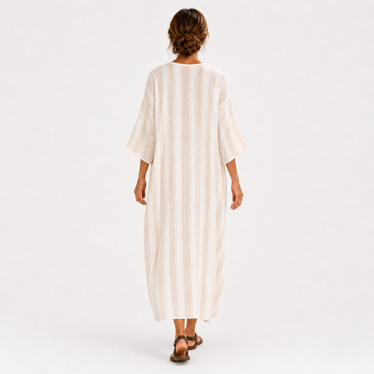 Aisha | Caftan Blanc à Rayures