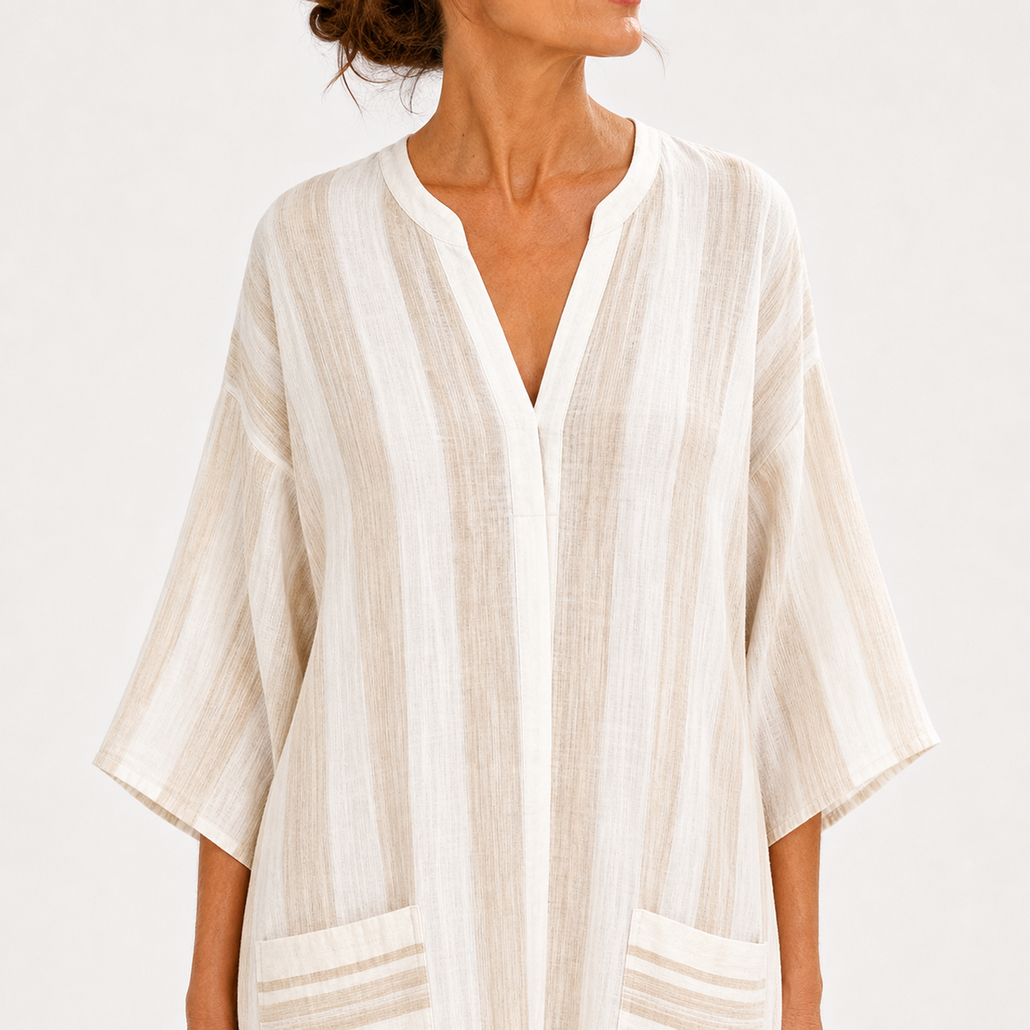 Aisha | Caftan Blanc à Rayures