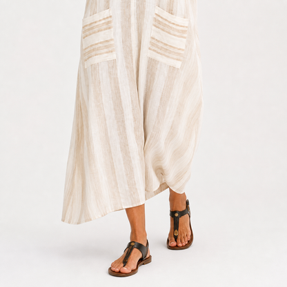 Aisha | Caftan Blanc à Rayures