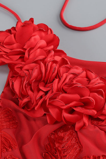Robe Brodée 3D à Décolleté Halter