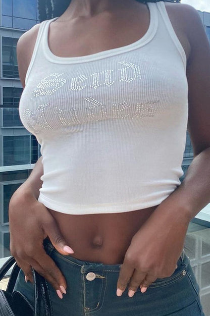 Débardeur Strass "Send Nudes"