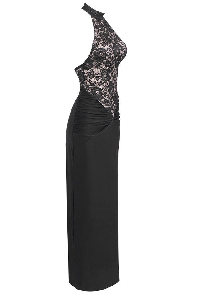 Robe Maxi à Fleurs en Dentelle à Dos Nu Janice
