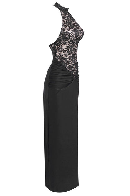 Robe Maxi à Fleurs en Dentelle à Dos Nu Janice