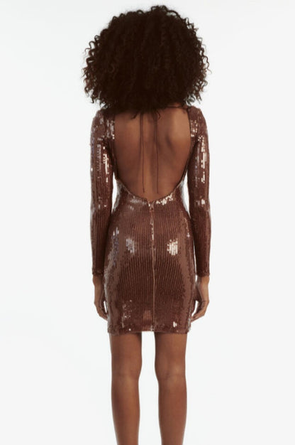 Robe Mini à Manches Longues en Sequins Aoibhe