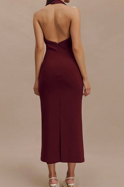 Robe Midi Halter en Crêpe Annita