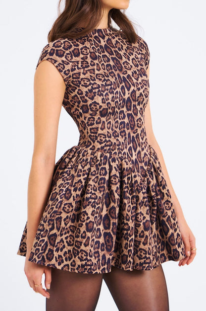 Robe Mini Imprimé Léopard Sans Dos de Jacqueline