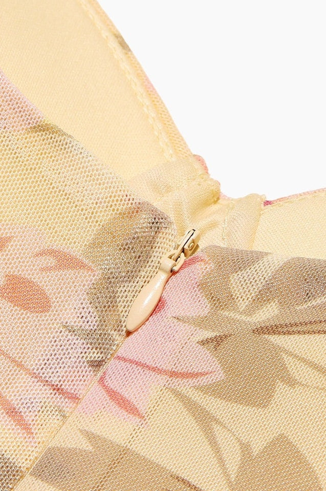 Robe Longue Évasée à Corsage Bustier Floral