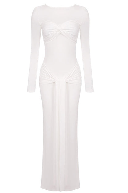 Robe Maxi Longue à Manches Longues à Bretelles