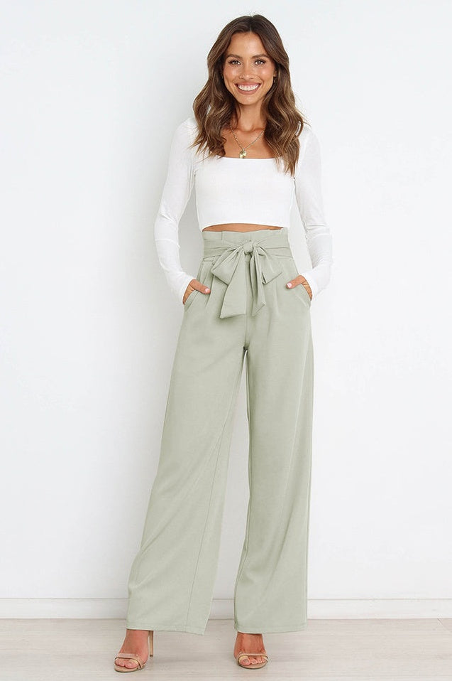 Pantalon Évasé à Ceinture Coordonné