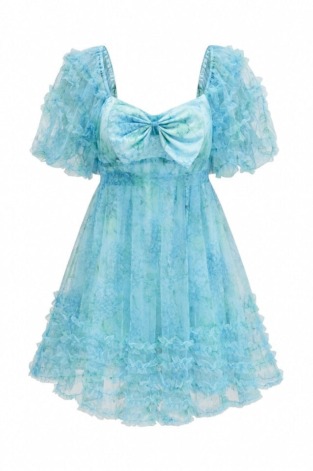 Robe Mini à Manches Bouffantes Raquel