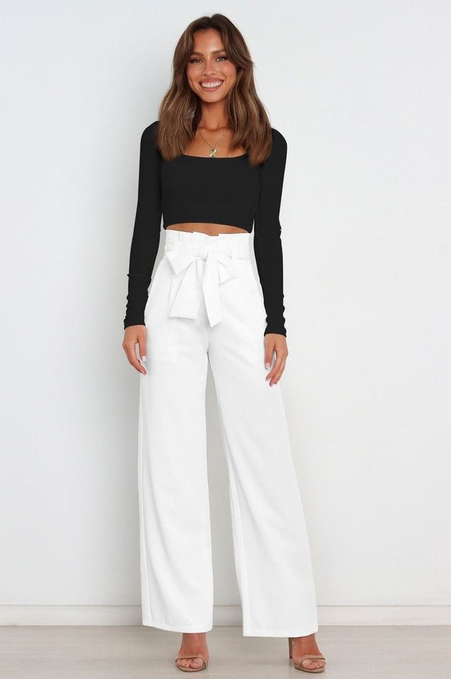Pantalon Évasé à Ceinture Coordonné