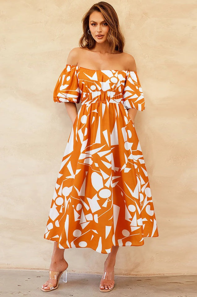Robe Brodée à Manches Ballon Décolletée - Révier Paris