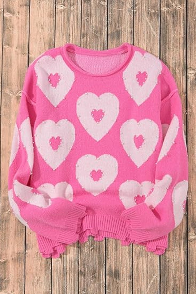 Gilet Brodé Cœur Pêche avec Perles