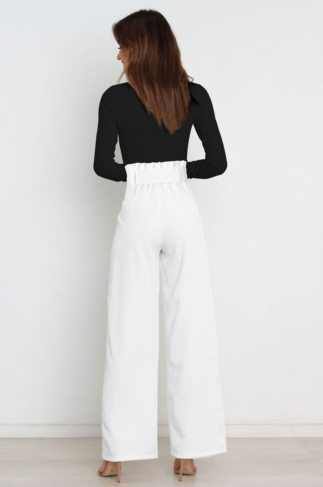Pantalon Évasé à Ceinture Coordonné