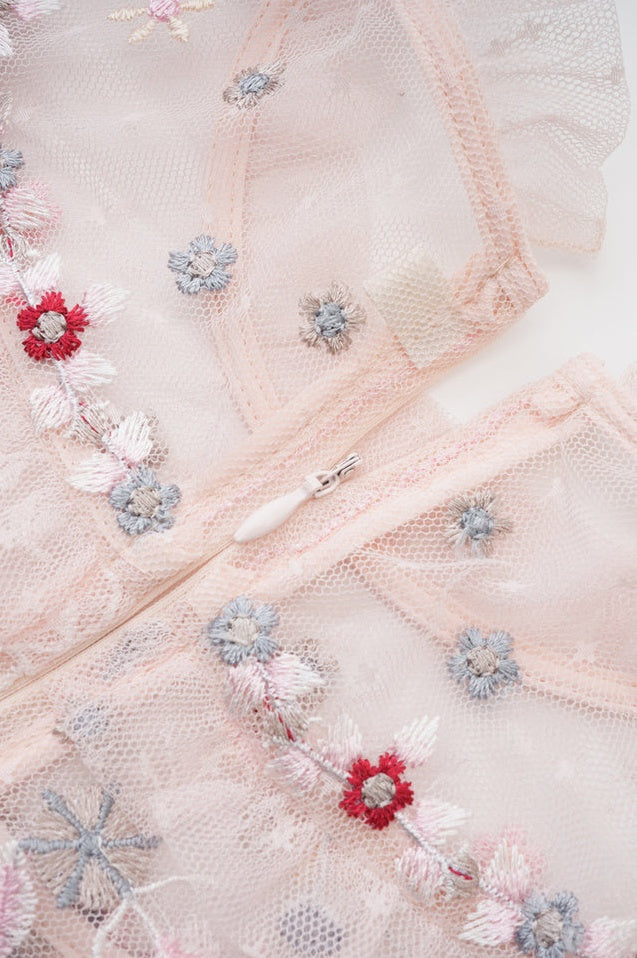 Robe Vintage Brodée Margot en Rose