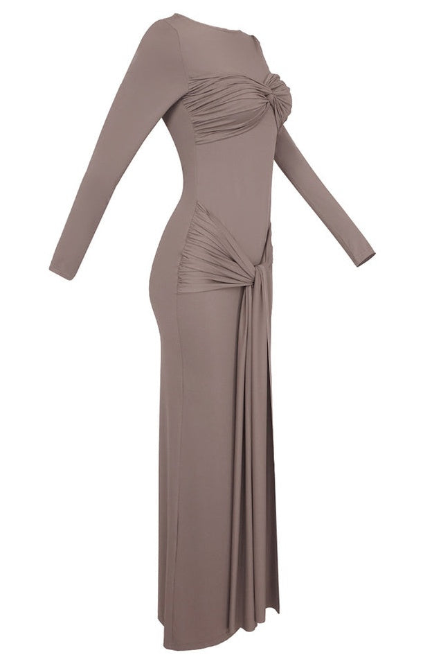 Robe Maxi Longue à Manches Longues à Bretelles