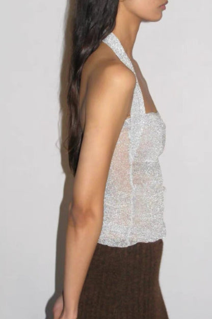 Top sans manches à encolure halter