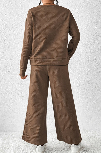 Ensemble Texturé à Manches Longues et Pantalon