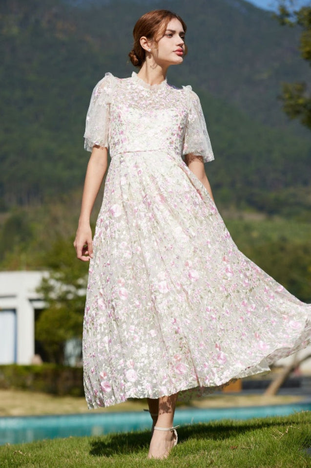 Robe Maxi En Tulle Brodée Opulente