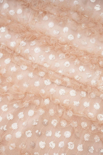 Robe Maxi en Tulle à Volants Superposés et Paillettes