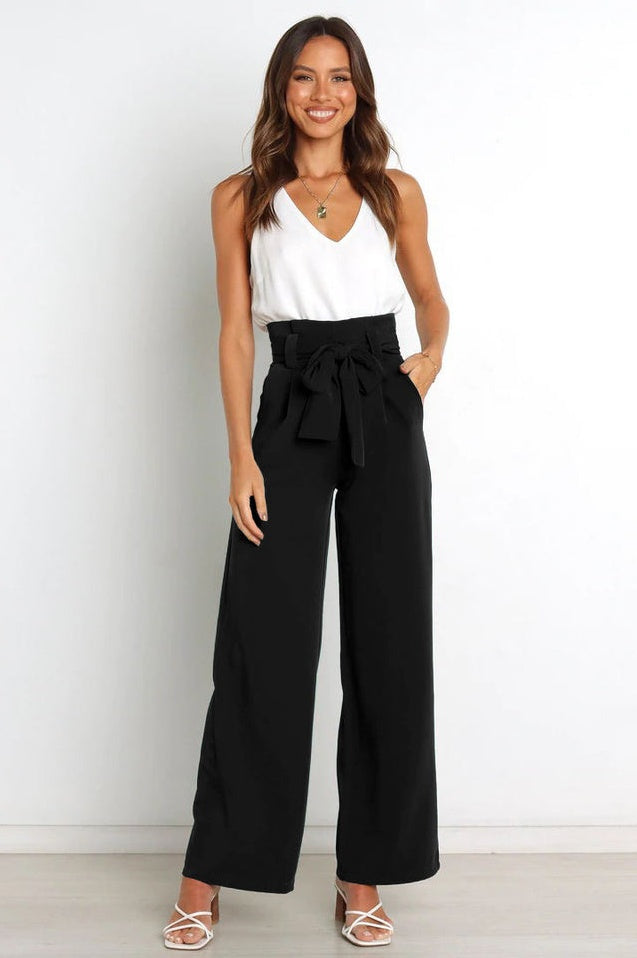 Pantalon Évasé à Ceinture Coordonné