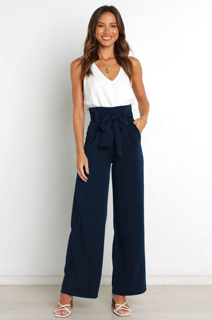 Pantalon Évasé à Ceinture Coordonné
