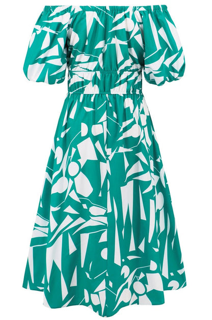 Robe Brodée à Manches Ballon Décolletée