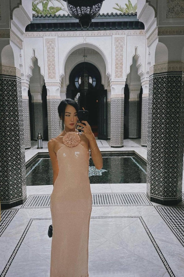 Robe Maxi Brodée à Fleurs en Sequins Awen