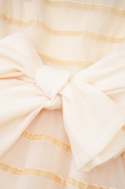Robe Longue Maxi à Col Rond avec Nœud Papillon