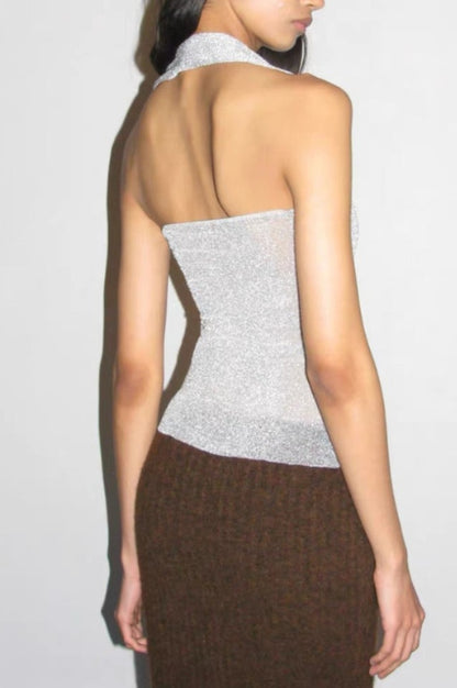 Top sans manches à encolure halter